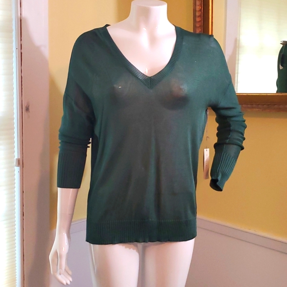 New White + Warren lightweight V-neck sweater